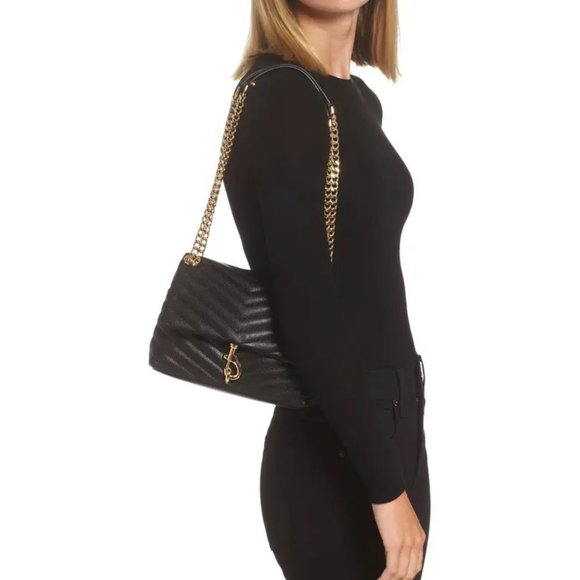 NWT Rebecca Minkoff Edie Small Leather Shoulder Crossbody Bag BLACK AUTHENTIC - Picture 4 of 16